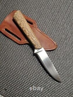 D. FISHER Hand Forged Custom Fixed Blade Hunting Knife And Sheath (NICE)