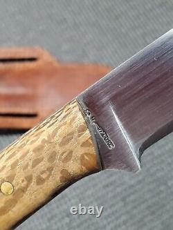 D. FISHER Hand Forged Custom Fixed Blade Hunting Knife And Sheath (NICE)