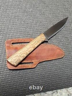 D. FISHER Hand Forged Custom Fixed Blade Hunting Knife And Sheath (NICE)