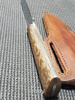 D. FISHER Hand Forged Custom Fixed Blade Hunting Knife And Sheath (NICE)