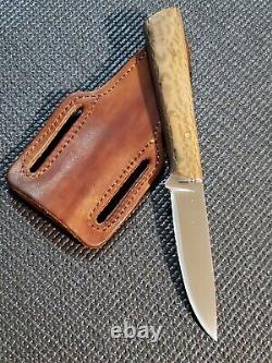 D. FISHER Hand Forged Custom Fixed Blade Hunting Knife And Sheath (NICE)