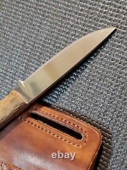 D. FISHER Hand Forged Custom Fixed Blade Hunting Knife And Sheath (NICE)