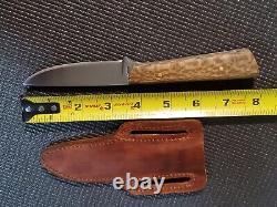 D. FISHER Hand Forged Custom Fixed Blade Hunting Knife And Sheath (NICE)