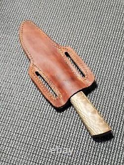 D. FISHER Hand Forged Custom Fixed Blade Hunting Knife And Sheath (NICE)