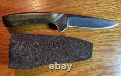 Daniel Valois Stone Handle Fixed Blade Hunter & Stingray Skin Sheath Carbon SS