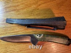 Daniel Valois Stone Handle Fixed Blade Hunter & Stingray Skin Sheath Carbon SS