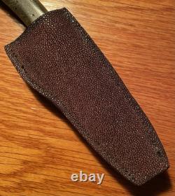 Daniel Valois Stone Handle Fixed Blade Hunter & Stingray Skin Sheath Carbon SS