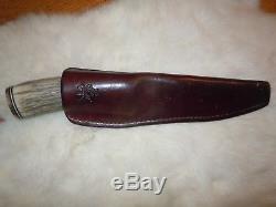 Deer Antler Handle Hunting Knife. Custom made in Alaska. Maker, Virgil Campbell