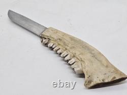 Deer Jawbone Handle Fixed Blade Hunting Knife Hammer Brand Providence R. I. USA