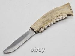 Deer Jawbone Handle Fixed Blade Hunting Knife Hammer Brand Providence R. I. USA