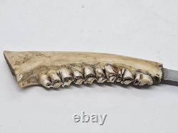 Deer Jawbone Handle Fixed Blade Hunting Knife Hammer Brand Providence R. I. USA