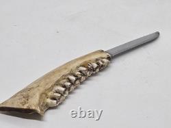 Deer Jawbone Handle Fixed Blade Hunting Knife Hammer Brand Providence R. I. USA