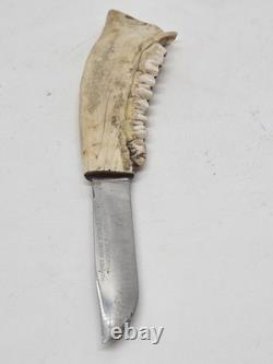Deer Jawbone Handle Fixed Blade Hunting Knife Hammer Brand Providence R. I. USA