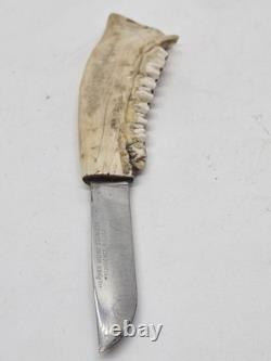 Deer Jawbone Handle Fixed Blade Hunting Knife Hammer Brand Providence R. I. USA