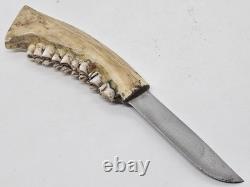 Deer Jawbone Handle Fixed Blade Hunting Knife Hammer Brand Providence R. I. USA