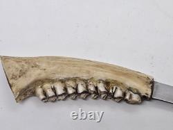 Deer Jawbone Handle Fixed Blade Hunting Knife Hammer Brand Providence R. I. USA