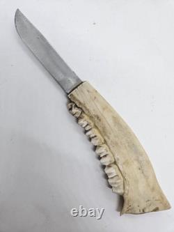 Deer Jawbone Handle Fixed Blade Hunting Knife Hammer Brand Providence R. I. USA