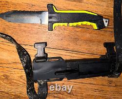 Divers Aqua-Lung Diving Dive Knife Scuba Neon Yellow Grips 304 Stainless Steel