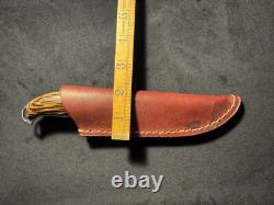 EARLY Tim Britton Fixed Blade Knife. Hand signed Beautiful Knife Leopard Wood