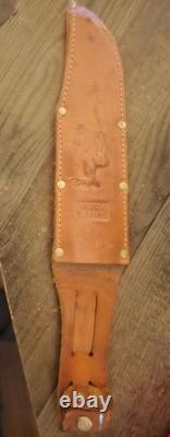 EDGE MARK 1977 Hunting Knife Fixed Blade Steel Clip Point Stag Handle Sheath