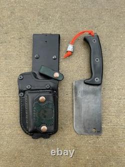 ESEE Knives Expat Cleaver CL1 with Custom Leather Belt MOLLE Sheath USED GOOD