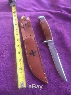 EXTREMELY RARE Vintage Buck 106 Hunting Knife Fixed Blade, Buck Leather Sheath