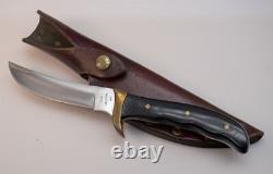 Early 1973-1981 Buck USA Akonua 402 440C Micarta Hunting Skinning Knife & Sheath