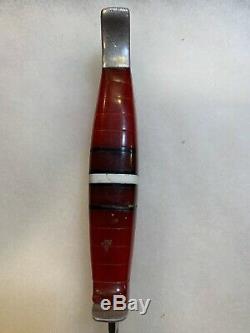 Early Buck Knife 1947 1948 Red Lucite Handle with Sheath Hoyt Buck