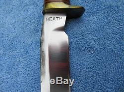 Early Pete Heath Hunting Knife in 1960s Heiser Sheath for Randall Fighting Knife