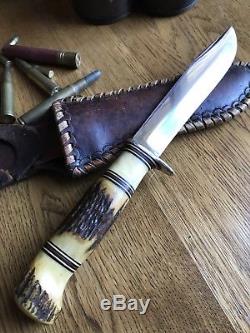 Early Vintage Harry Morseth Brusletto Blade Stag Hunting Knife 50s 60s Rare