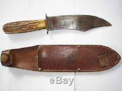 Early Vintage MARBLES Knife Stag Handle Hunting with Sheath