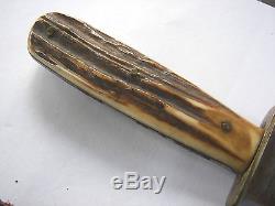 Early Vintage MARBLES Knife Stag Handle Hunting with Sheath
