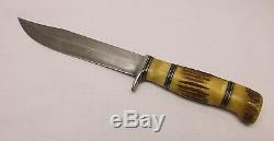 Early Vintage Morseth Brusletto Fixed Blade Hunting Knife With Sheath