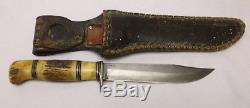 Early Vintage Morseth Brusletto Fixed Blade Hunting Knife With Sheath