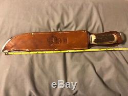 Edge Brand Solingen 490 Bowie 15 Inch stag knife West Germany Remington Pattern