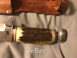 Edge Brand Solingen 490 Bowie 15 Inch stag knife West Germany Remington Pattern