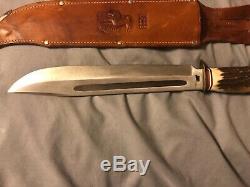 Edge Brand Solingen 490 Bowie 15 Inch stag knife West Germany Remington Pattern