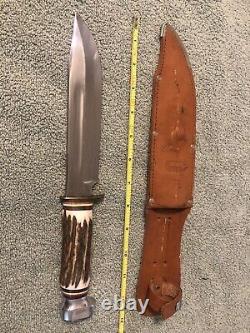 Edge Mark Brand Model 20482 Solingen Germany Bowie Knife Stag Handle Very Nice