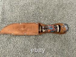 Edge Mark Brand Model 488 Solingen Germany Bowie Knife Stag Turquoise Handle