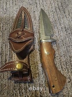 FH Knives. Beautiful Damascus Fixed Blade Knife With Sheath
