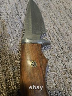 FH Knives. Beautiful Damascus Fixed Blade Knife With Sheath
