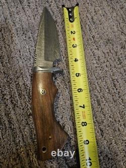 FH Knives. Beautiful Damascus Fixed Blade Knife With Sheath