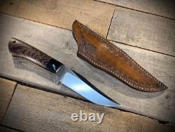 Fehr Stainless Hunter/ Hunting & Bushcraft Knife w Leather Sheath