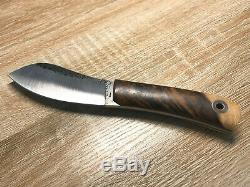 Fiddleback Forge By Andy Roy Burl Wood /W Blue Liner 7.5 Hunting Knife