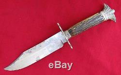 Fine 1833-45 Crown Pommel Clip Blade Bowie Knife Stamped American Hunting Knife