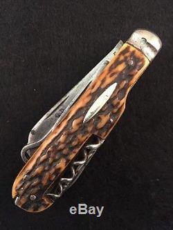 Fine Chas Clements Sheffield Stag Hunting Farrier Horseman Horse Knife 1850-1875