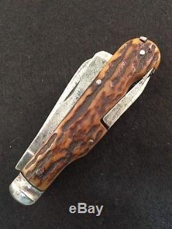 Fine Chas Clements Sheffield Stag Hunting Farrier Horseman Horse Knife 1850-1875