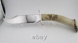 Fine Mcvey Hunting Bowie Knife With Pictorial Stag Handle