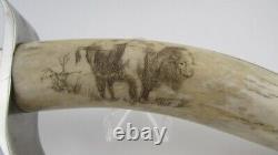 Fine Mcvey Hunting Bowie Knife With Pictorial Stag Handle