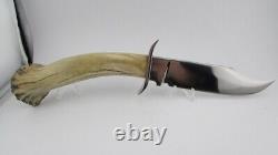 Fine Mcvey Hunting Bowie Knife With Pictorial Stag Handle